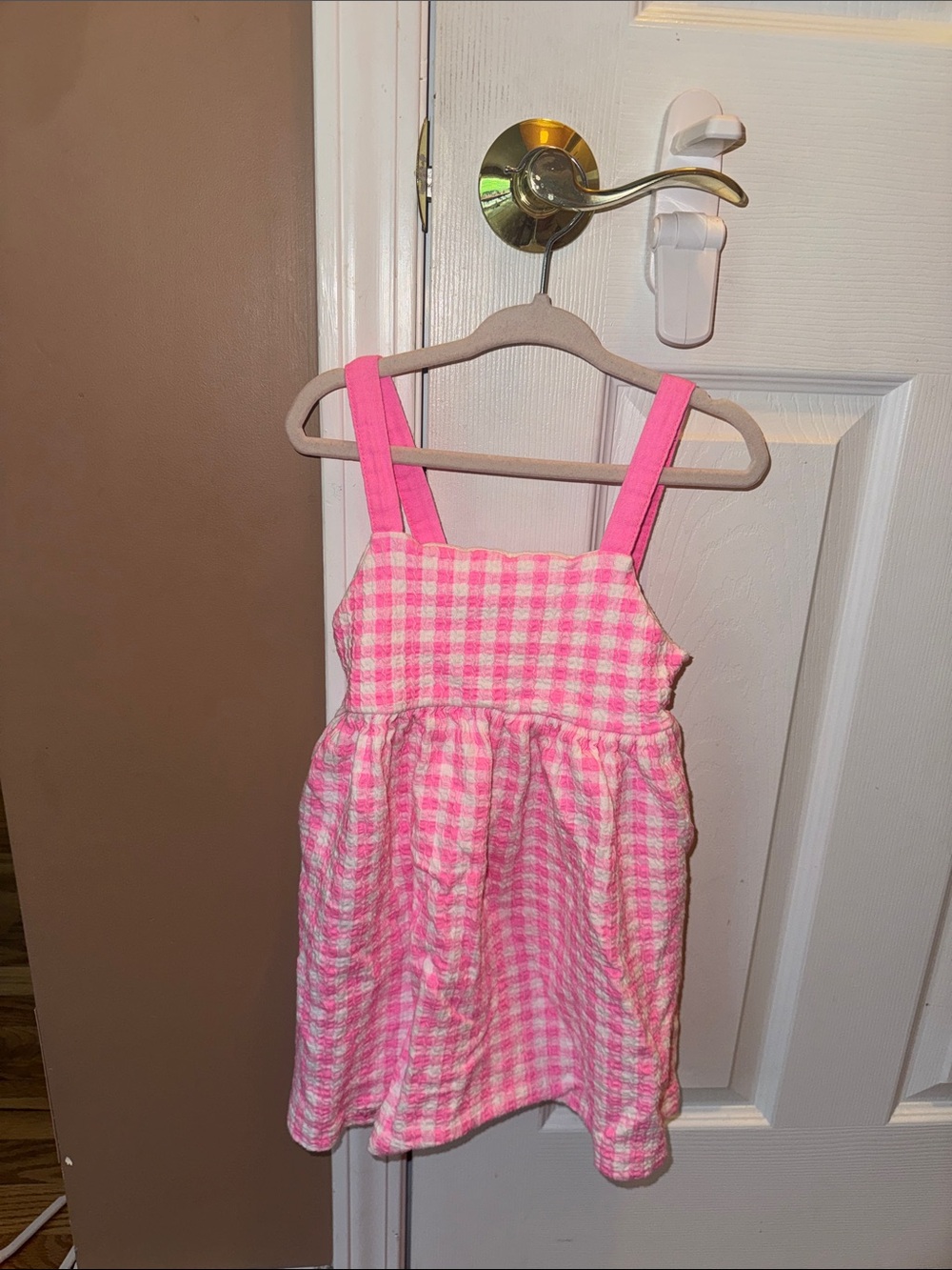 Zara Pink Gingham Sundress with Bright Pink Straps
